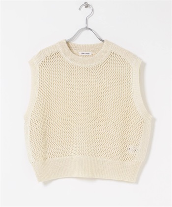 FORK&SPOON 紙編網狀針織背心(象牙白-1-IVORY)