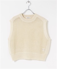 FORK&SPOON 紙編網狀針織背心(象牙白-1-IVORY)