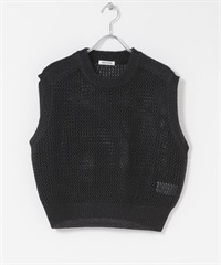 FORK&SPOON 紙編網狀針織背心(黑色-1-BLACK)