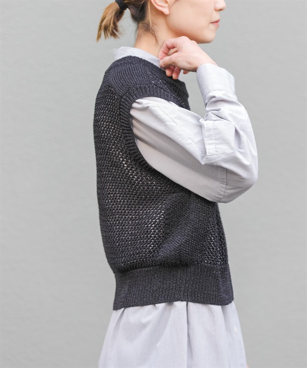 FORK&SPOON 紙編網狀針織背心