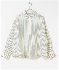 FORK&SPOON 法國亞麻寬鬆短版襯衫(黃色條紋-1-其他黃色)