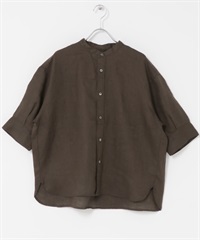 FORK&SPOON 法國亞麻短袖襯衫(棕色-1-BROWN)