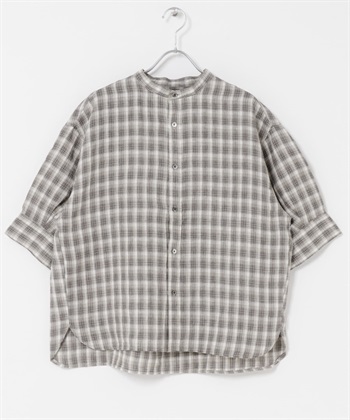 FORK&SPOON 法國亞麻短袖襯衫(膚色格紋-1-其他膚色)