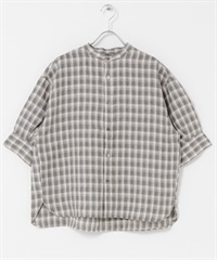 FORK&SPOON 法國亞麻短袖襯衫(膚色格紋-1-其他膚色)