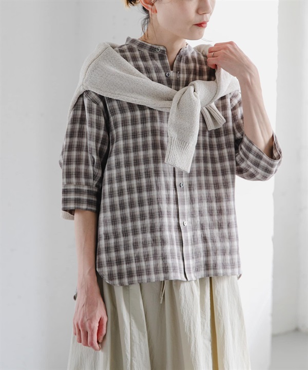 FORK&SPOON 法國亞麻短袖襯衫