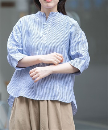 FORK&SPOON 法國亞麻短袖襯衫