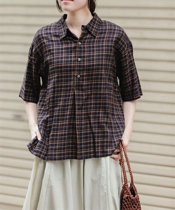 FORK&SPOON 棉嫘縈格紋襯衫