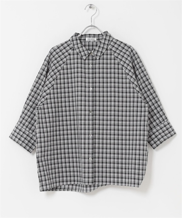 FORK&SPOON 標準領繭型襯衫(格紋-1-CHECK)