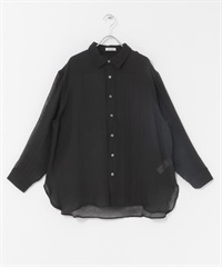 FORK&SPOON 透膚寬版襯衫(黑色-1-BLACK)