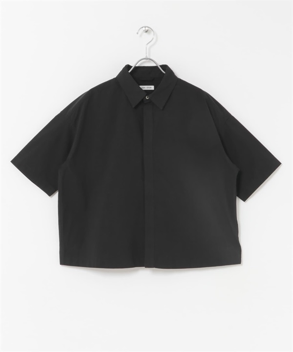 FORK&SPOON 皺褶感短袖襯衫(黑色-1-BLACK)