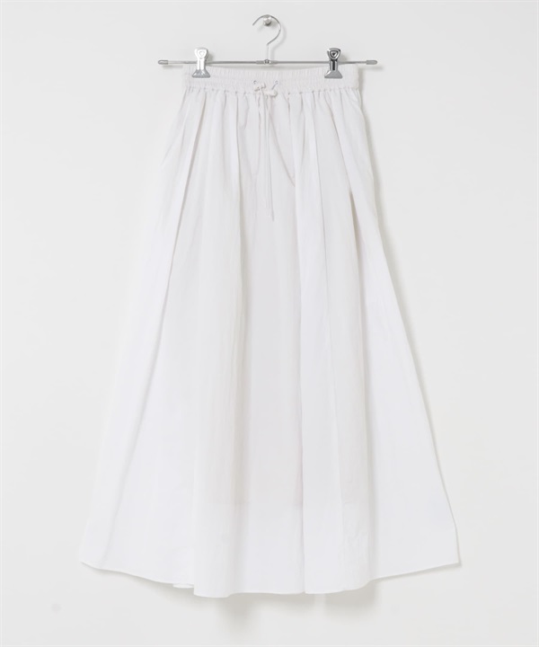 FORK&SPOON 尼龍碎褶裙(米色-1-OFF WHITE)