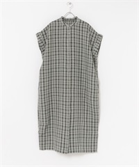 FORK&SPOON 亞麻嫘縈襯衫洋裝(炭灰色格紋-1-其他灰色)