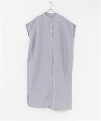 FORK&SPOON 亞麻嫘縈襯衫洋裝(藍色條紋-1-其他藍色)