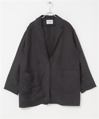 FORK&SPOON 混苧麻寬版西裝外套(黑色-1-BLACK)
