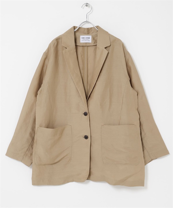 FORK&SPOON 混苧麻寬版西裝外套(膚色-1-BEIGE)