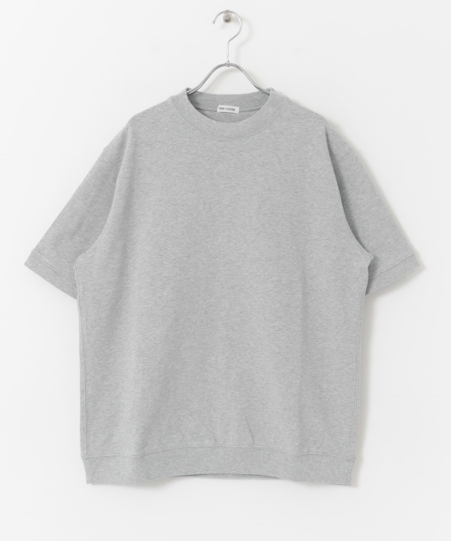 FORK&SPOON 厚磅平針織短袖T恤(淺灰色-5-其他灰色)