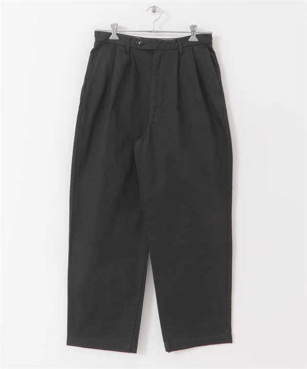 FORK&SPOON 法式斜紋顏料染奇諾褲(墨黑色-4-DEEPBLACK)