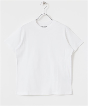 FORK&SPOON 再生棉短袖T恤(米色-1-OFF WHITE)