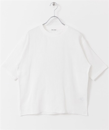 FORK&SPOON 五分袖網狀套衫(米色-1-OFF WHITE)