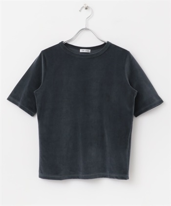 FORK&SPOON 絲絨短袖T恤(炭灰色-1-CHARCOAL GRAY)
