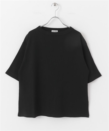FORK&SPOON 細華夫格五分袖T恤(黑色-1-BLACK)