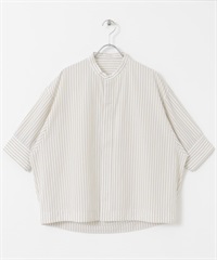 【新色追加】FORK&SPOON 原子扣繭型短袖襯衫(膚色條紋-1-其他膚色)