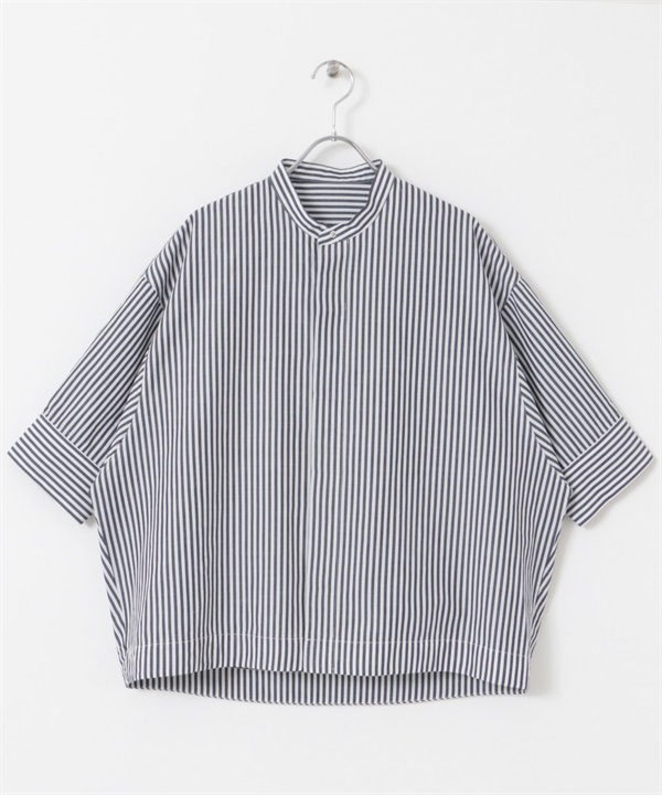 【新色追加】FORK&SPOON 原子扣繭型短袖襯衫(藍色條紋-1-其他藍色)