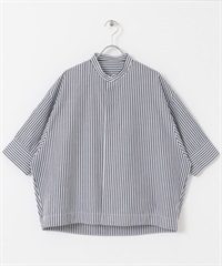 【新色追加】FORK&SPOON 原子扣繭型短袖襯衫(藍色條紋-1-其他藍色)