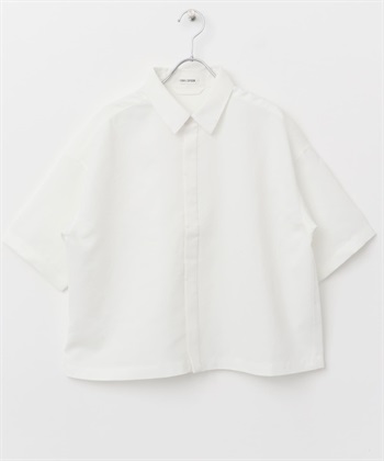 FORK&SPOON 暗門襟斜紋襯衫(米色-1-OFF WHITE)
