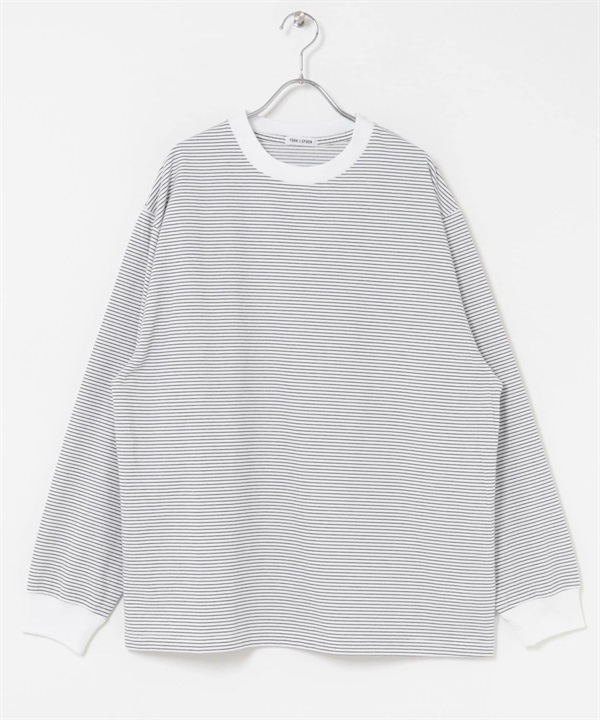 FORK&SPOON 添紗橫紋長袖T恤(米色x黑色-4-其他白色)