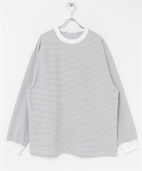 FORK&SPOON 添紗橫紋長袖T恤(米色x黑色-4-其他白色)