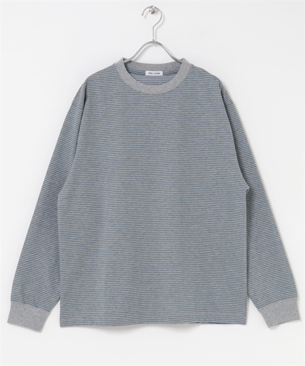 FORK&SPOON 添紗橫紋長袖T恤(灰色x藍色-4-其他灰色)