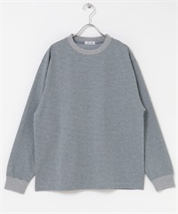 FORK&SPOON 添紗橫紋長袖T恤(灰色x藍色-4-其他灰色)