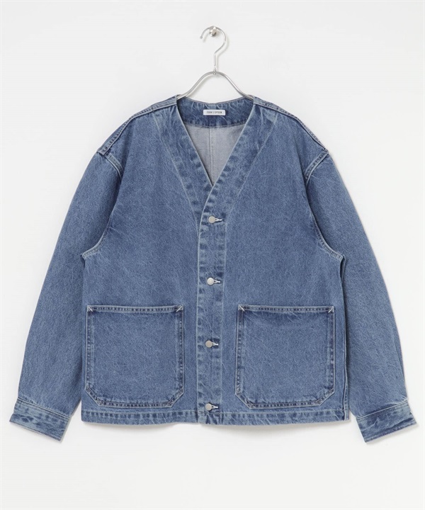 FORK&SPOON JF無領牛仔外套(牛仔仿舊-4-其他藍色)
