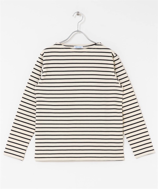 FORK&SPOON 船型領橫紋上衣(亞麻色x黑色-1-其他黑色)