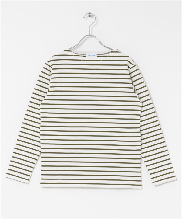 FORK&SPOON 船型領橫紋上衣(米色x綠色-1-其他綠色)