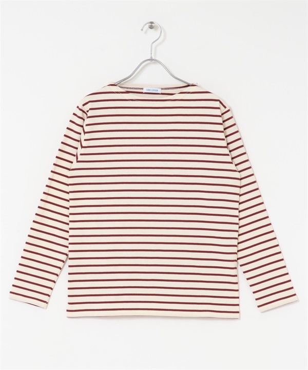 FORK&SPOON 船型領橫紋上衣(亞麻色x紅色-1-其他紅色)