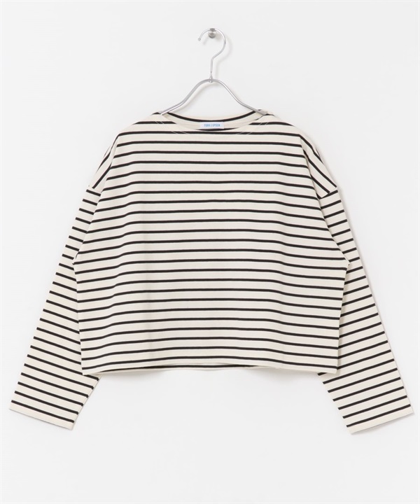 FORK&SPOON 船型領短版上衣(米色x黑色-1-其他白色)