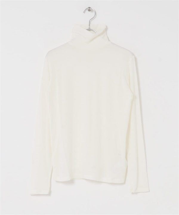 彈性平針織高領上衣(米色-1-OFF WHITE)