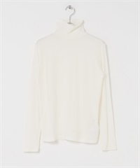 彈性平針織高領上衣(米色-1-OFF WHITE)