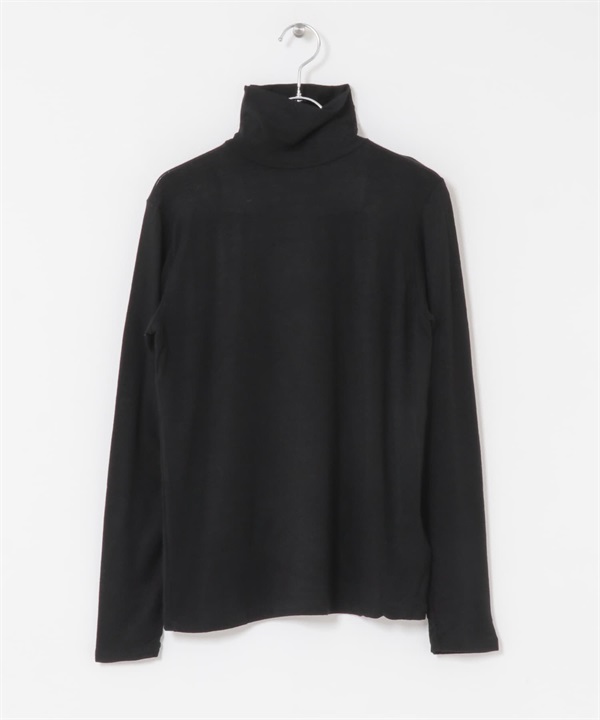 彈性平針織高領上衣(黑色-1-BLACK)