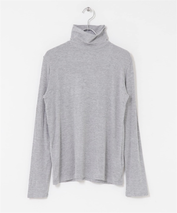 彈性平針織高領上衣(灰色-1-GRAY)