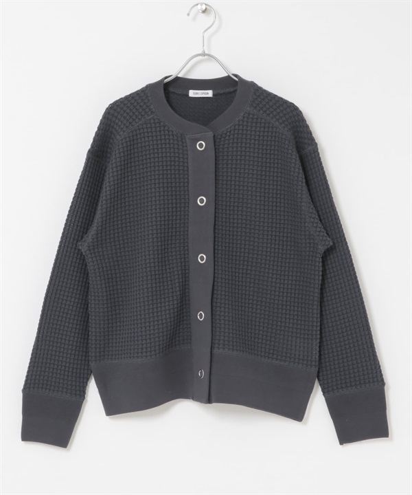 FORK&SPOON 華夫格開襟衫(炭灰色-1-CHARCOAL GRAY)