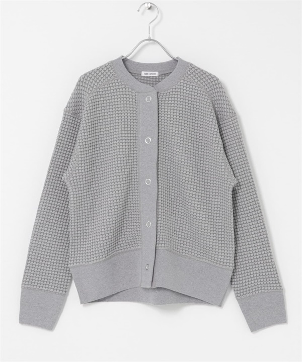 FORK&SPOON 華夫格開襟衫(灰色-1-其他灰色)