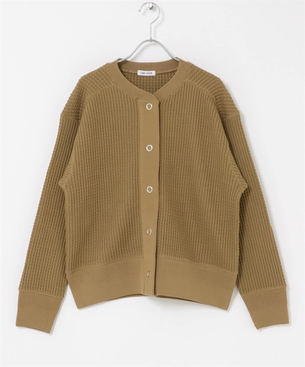 FORK&SPOON 華夫格開襟衫(膚色-1-BEIGE)