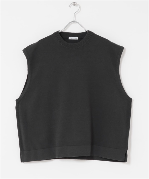 FORK&SPOON 圓領針織背心(炭灰色-1-CHARCOAL GRAY)