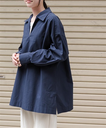 FORK&SPOON V字領緣長版襯衫