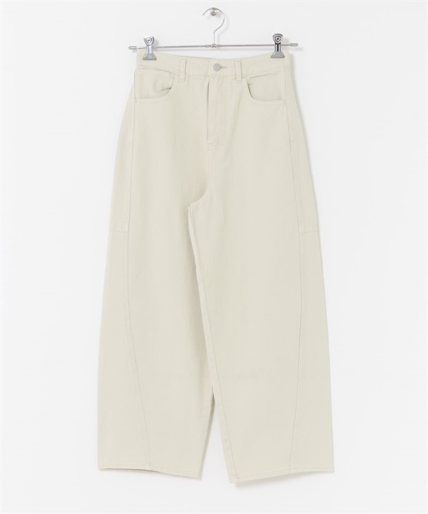 FORK&SPOON 成品染斜紋弧線剪裁長褲(象牙白-1-IVORY)