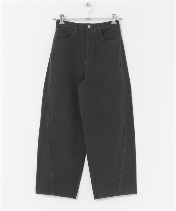 FORK&SPOON 成品染斜紋弧線剪裁長褲(炭灰色-1-CHARCOAL GRAY)