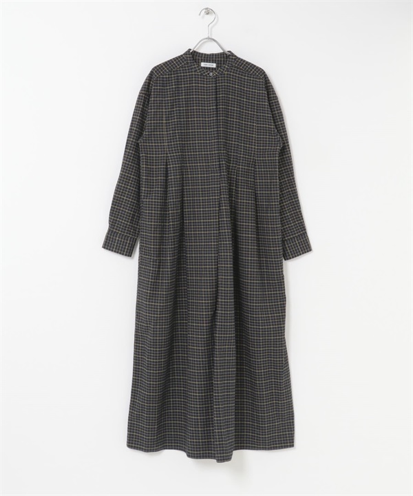 FORK&SPOON 打褶設計洋裝(黑色格紋-1-其他黑色)